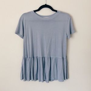 Urban Outfitters Soft Light Blue Peplum Tee/Top